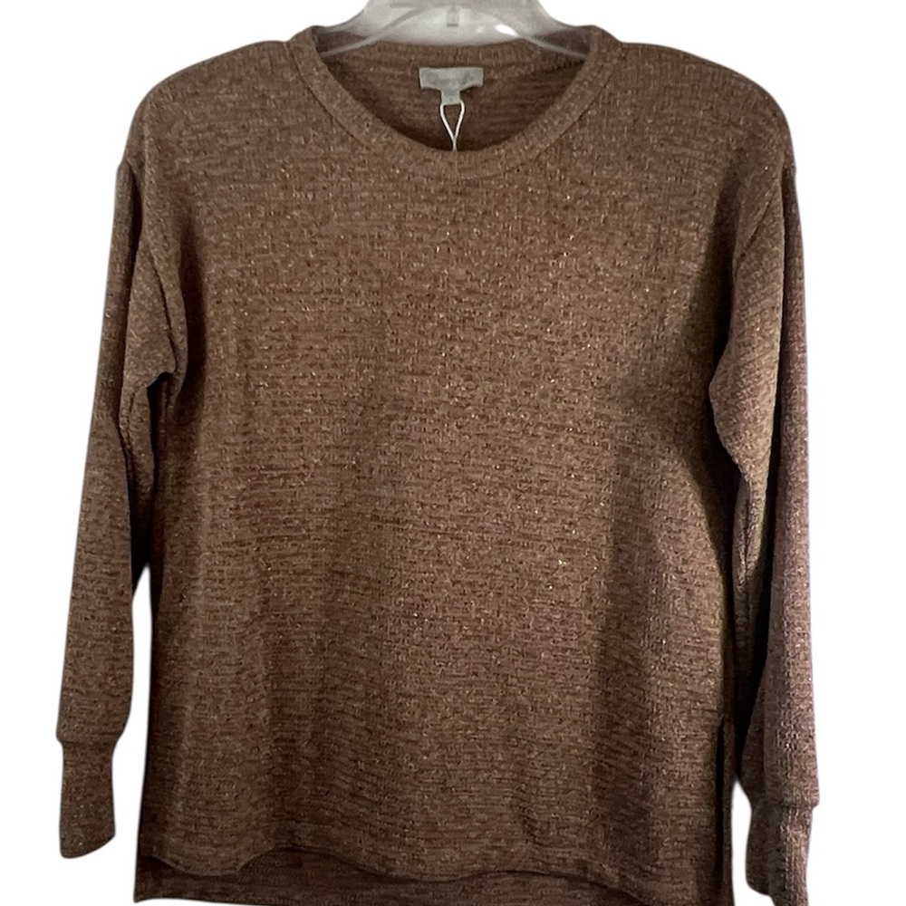 NWT Women’s Cozy Silver Metallic & Brown Sweater by Chenault Size Small